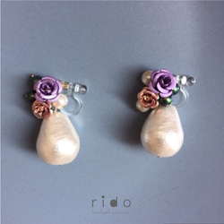 花瓶の薔薇〈purple rose〉ピアス/イヤリング 2枚目の画像