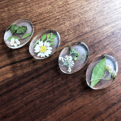 白い小花と色々グリーンの箸置き（4個セット） 3枚目の画像