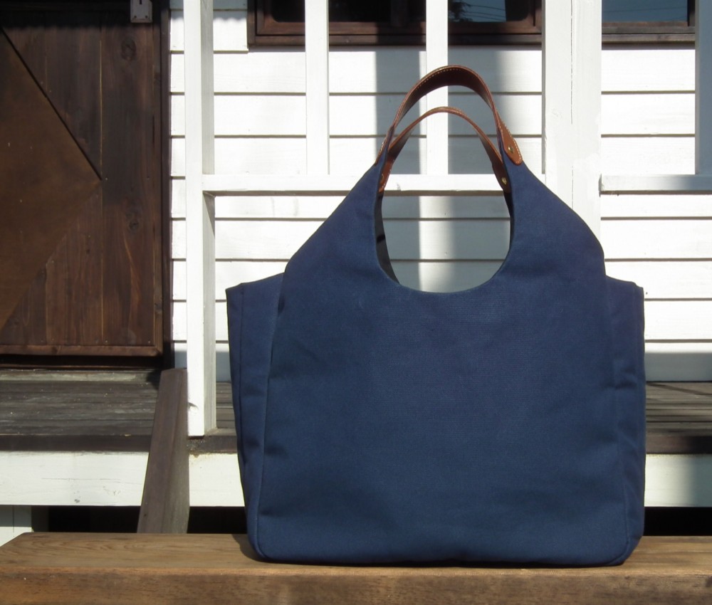 Nui　帆布トートバッグ　[ネイビー]　レザー　キルティング　《受注生産》