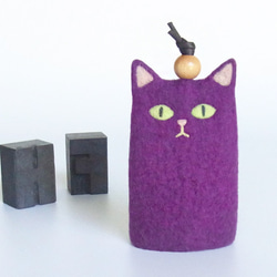 【受注】フェルトねこキーケース（パープル） 6枚目の画像