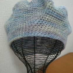 ＊ベレー帽大好き＊かぎ針編みの優しい、ふんわりベレー帽(手編みニット帽) 1枚目の画像