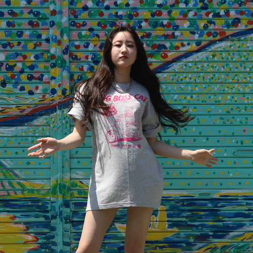 ボス猫×スクーター「BIG BOSS CAT」Tシャツ 杢グレー Sサイズ