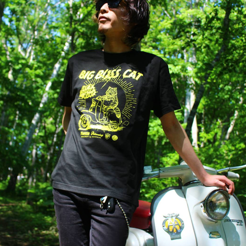 ボス猫×スクーター「BIG BOSS CAT」Tシャツ ブラック Lサイズ