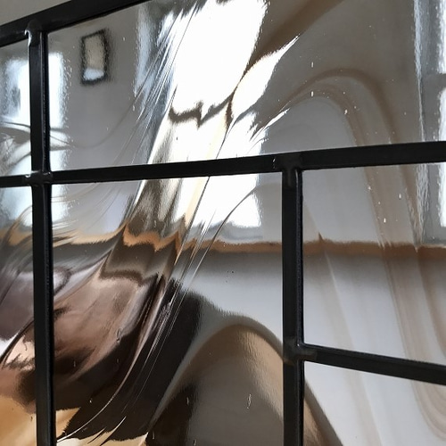 雨と煙」直線デザイン シンプルなステンドグラスパネル その他