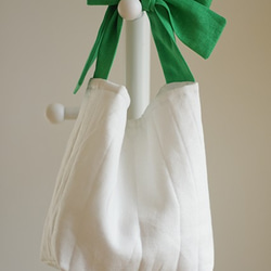 亞麻絎縫織帶包（綠色） 第1張的照片
