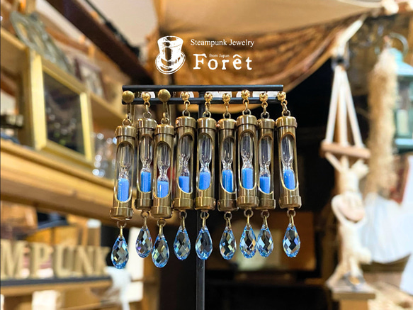 【蒸汽朋克】Hourglass Earrings/Earrings-Type1- (Hourglass: Blue) One E 第2張的照片