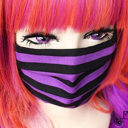 紫×黒ボーダー柄マスク 2枚目の画像