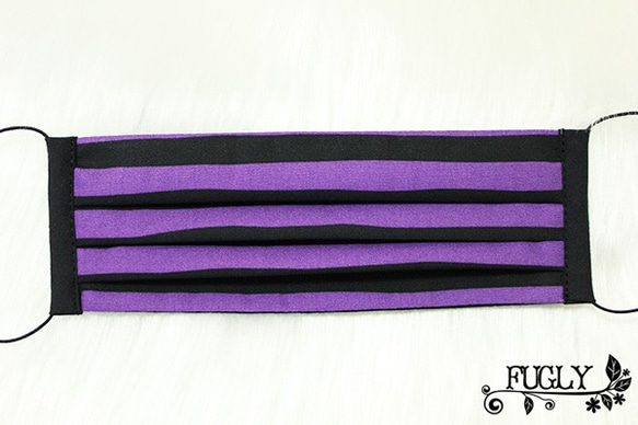 紫×黒ボーダー柄マスク 3枚目の画像
