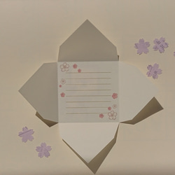 封筒型メッセージカード＊桜2＊カードと桜のフレークシールのセット 5枚目の画像