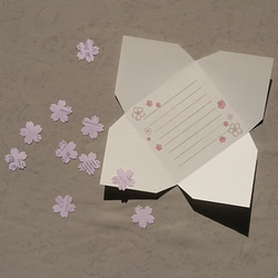 封筒型メッセージカード＊桜2＊カードと桜のフレークシールのセット 8枚目の画像