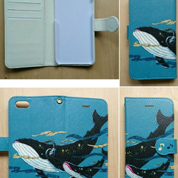 手帳型スマホカバー＊iphone・Android＊猫＊猫と秋刀魚＊カラーバリエーション《秋刀魚》 4枚目の画像