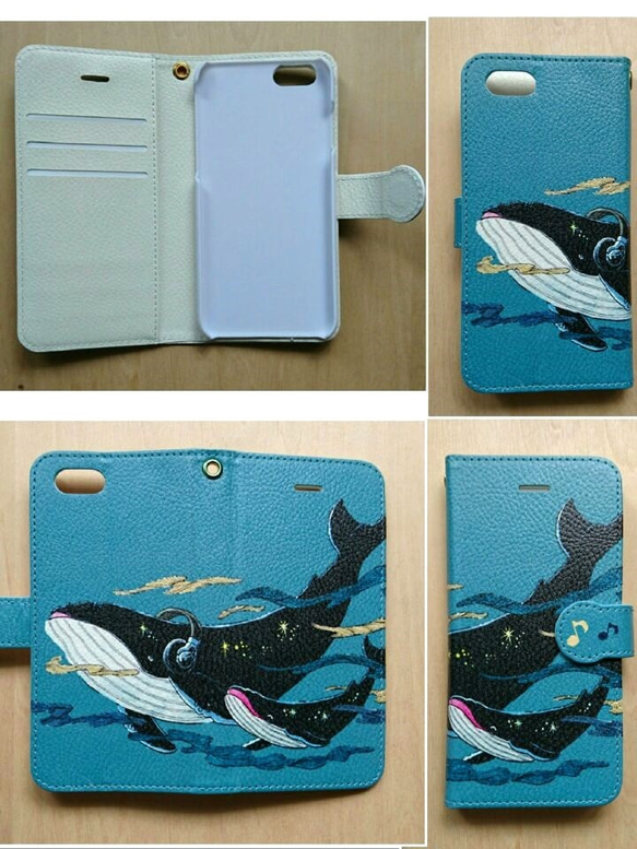 手帳型スマホカバー＊iphone・Android＊猫＊猫と秋刀魚＊カラーバリエーション《秋刀魚》 4枚目の画像