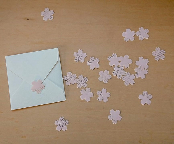 封筒型メッセージカード＊桜＊カードと桜のフレークシールのセット 4枚目の画像