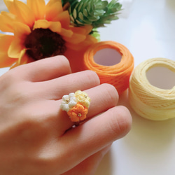 オレンジ色の花モチーフリング 幸せな未来 -ハイビスカスリング- Angelic Jewelry