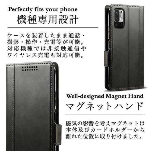 Xiaomi Redmi Note 10 JE レザーケース XIG02 手帳型 Black