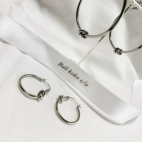 ノットラージフープピアス【シルバー】ステンレス ピアス（フープ 