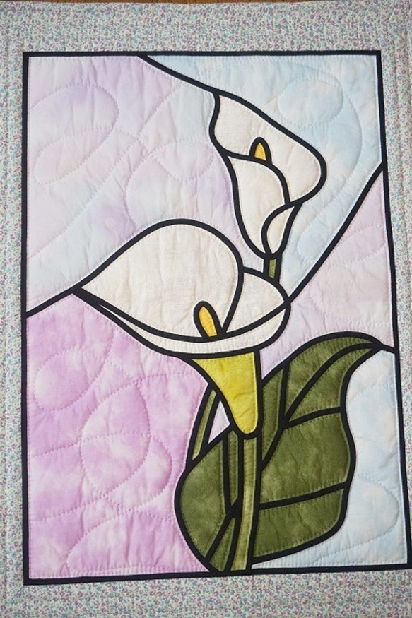 パッチワークタペストリーキット カラーのステンドグラスキルト 完成品