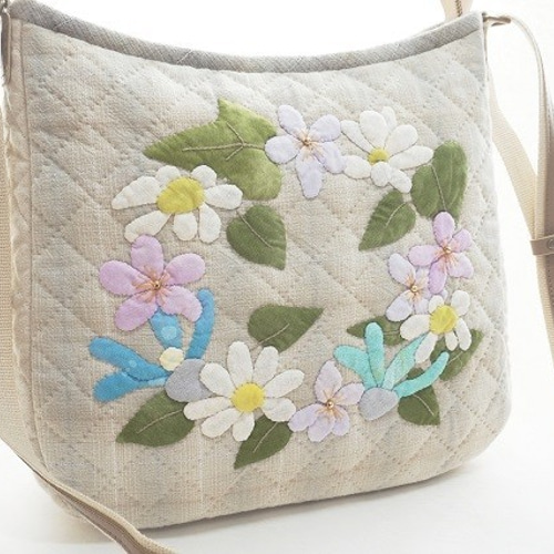 HANDMADEカラフル刺繍パッチワークショルダーバッグ
