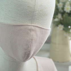 春夏向き フィット型マスク ソフトピンク綿麻　フィルターポケット付き 製作キット 1枚目の画像