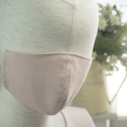 春夏向き フィット型マスク ソフトピンク綿麻　フィルターポケット付き 製作キット 2枚目の画像
