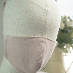 春夏向き フィット型マスク ソフトピンク綿麻　フィルターポケット付き 製作キット 3枚目の画像