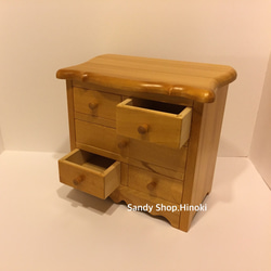 台灣檜木（Hinoki)5抽小櫃-花邊 第2張的照片
