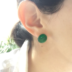 ジュエルピアス✼•グリーンオニキスcolor•✼ 2枚目の画像