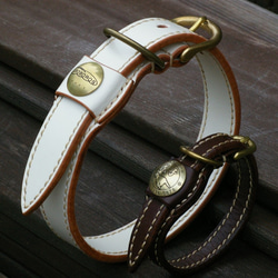 ウロボロスの首輪（XLサイズ）・迷子札が取付可能な革の首輪 1枚目の画像