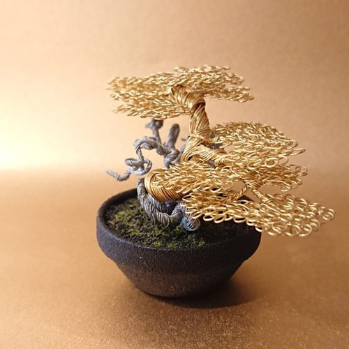 ワイヤーアート/メタル盆栽（お手間のいらない小さな盆栽アート）/No.1