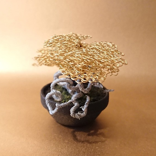ワイヤーアート/メタル盆栽（お手間のいらない小さな盆栽アート）/No.1