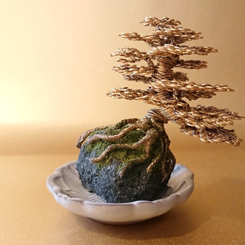 ワイヤーアート/メタル盆栽（お手間のいらない小さな盆栽アート）/No.3