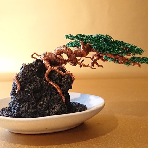 ワイヤーアート/メタル盆栽（お手間のいらない小さな盆栽アート）/No.4