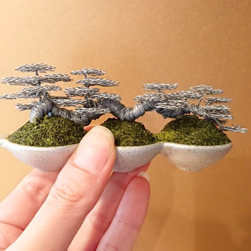 ワイヤーアート/メタル盆栽（お手間のいらない小さな盆栽アート）/No.6