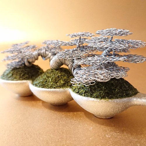 ワイヤーアート/メタル盆栽（お手間のいらない小さな盆栽アート）/No.6