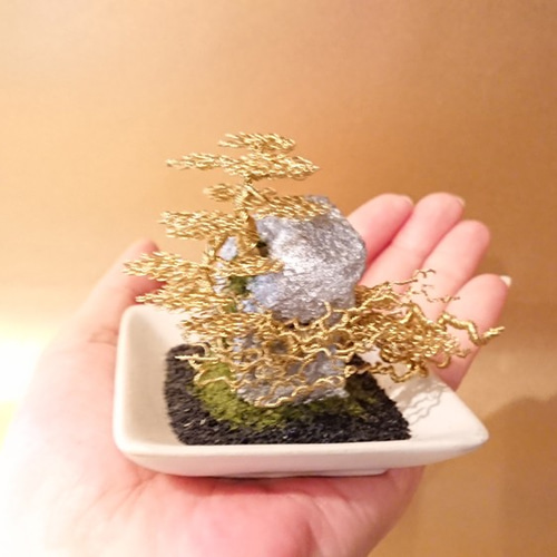 ワイヤーアート/メタル盆栽（お手間のいらない小さな盆栽アート）/No.9