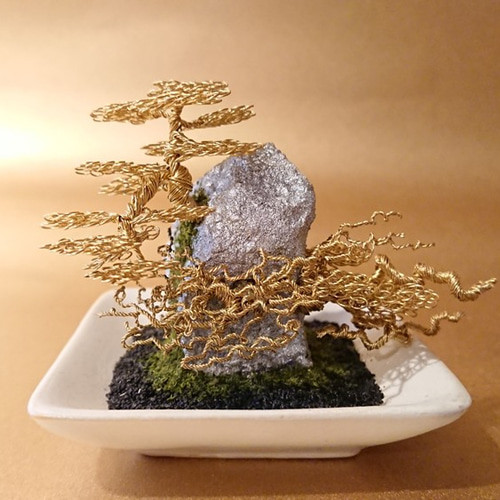 ワイヤーアート/メタル盆栽（お手間のいらない小さな盆栽アート）/No.9