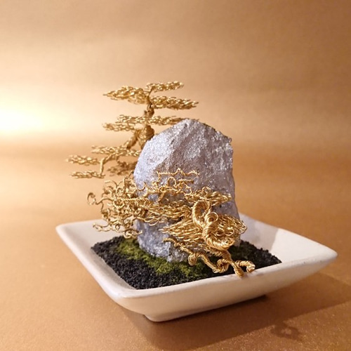 ワイヤーアート/メタル盆栽（お手間のいらない小さな盆栽アート）/No.9