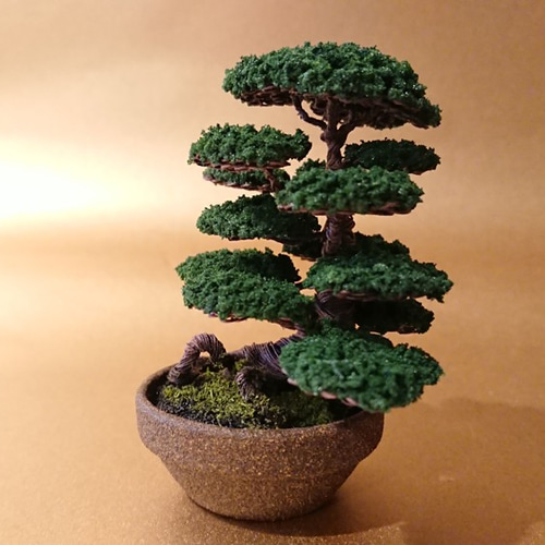 ワイヤーアート/メタル盆栽（お手間のいらない小さな盆栽アート）/No