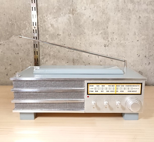 ティッシュBOX/アンティークラジオ型/タイプ6（ブラージュブルー） 3枚目の画像