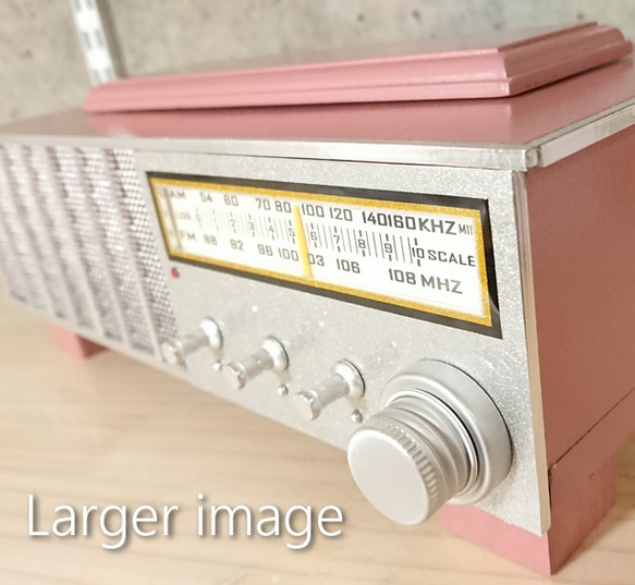 ティッシュBOX/アンティークラジオ型/タイプ8（オールドピンク） 7枚目の画像