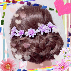 ミニスプレーダリアとパールの髪飾り/紫/パープル 1枚目の画像