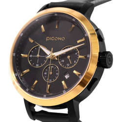 PICONO D-TIME chronograph leather strap watch DT-9201 Gold 3枚目の画像