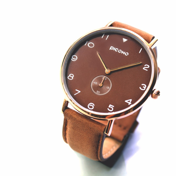 【PICONO】SPY S collection leather strap watch / YS-7203 Brown 1枚目の画像