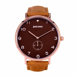 【PICONO】SPY S collection leather strap watch / YS-7203 Brown 2枚目の画像