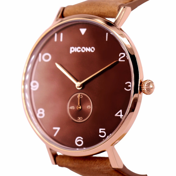 【PICONO】SPY S collection leather strap watch / YS-7203 Brown 3枚目の画像