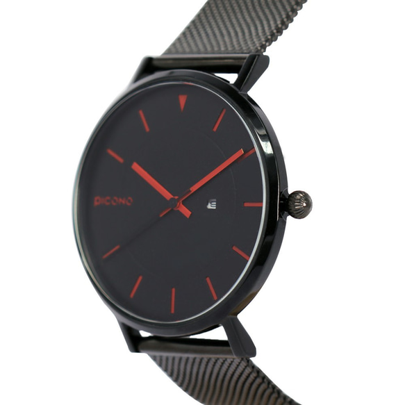 【PICONO】RGB 系列 輕薄黑色快拆式不鏽鋼網帶手錶 / RGB-6401 紅色 第3張的照片