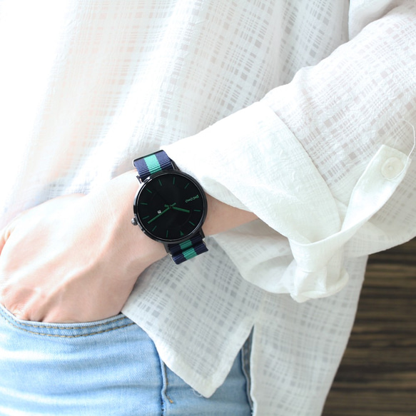 【PICONO】RGB 系列 輕薄黑色快拆式不鏽鋼網帶手錶 / RGB-6402 綠色 第6張的照片