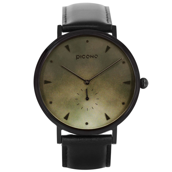 【PICONO】A week 系列 綠色渲染簡約黑色真皮錶帶手錶 \ AW-7602 第3張的照片