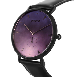 【PICONO】A week 系列 紫色渲染簡約黑色真皮錶帶手錶 \ AW-7606 第4張的照片