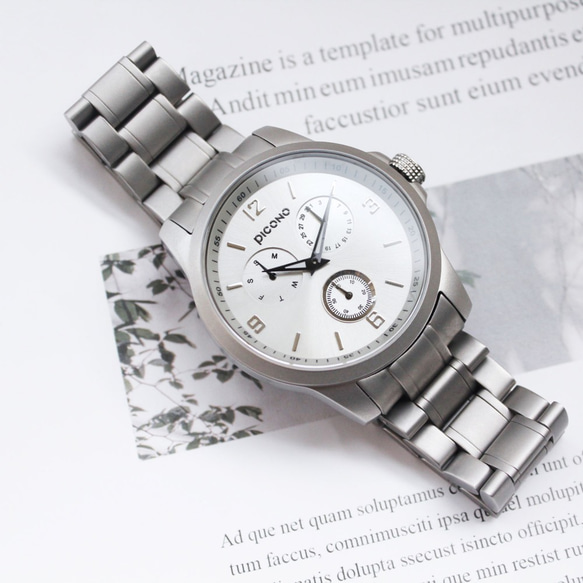 PICONO Original 經典真三眼多功能系列不鏽鋼錶帶手錶 / OR-9701 霧面銀 第6張的照片